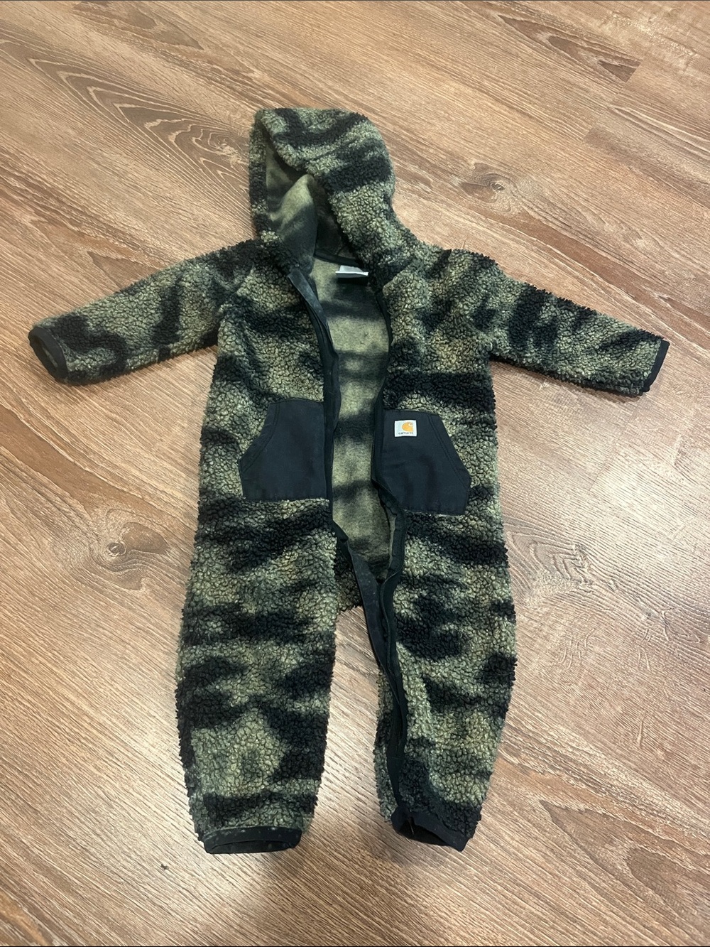 Carhartt Toddler Green Camo Sherpa Hooded One-Piece